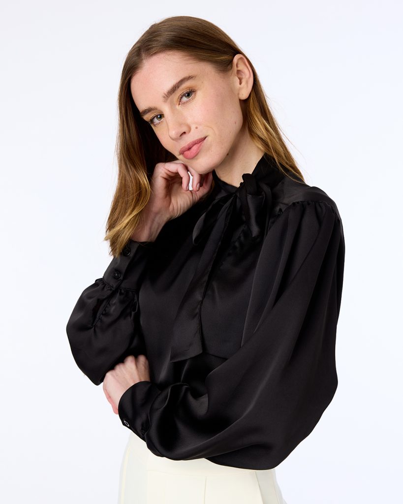 Bea bow blouse black