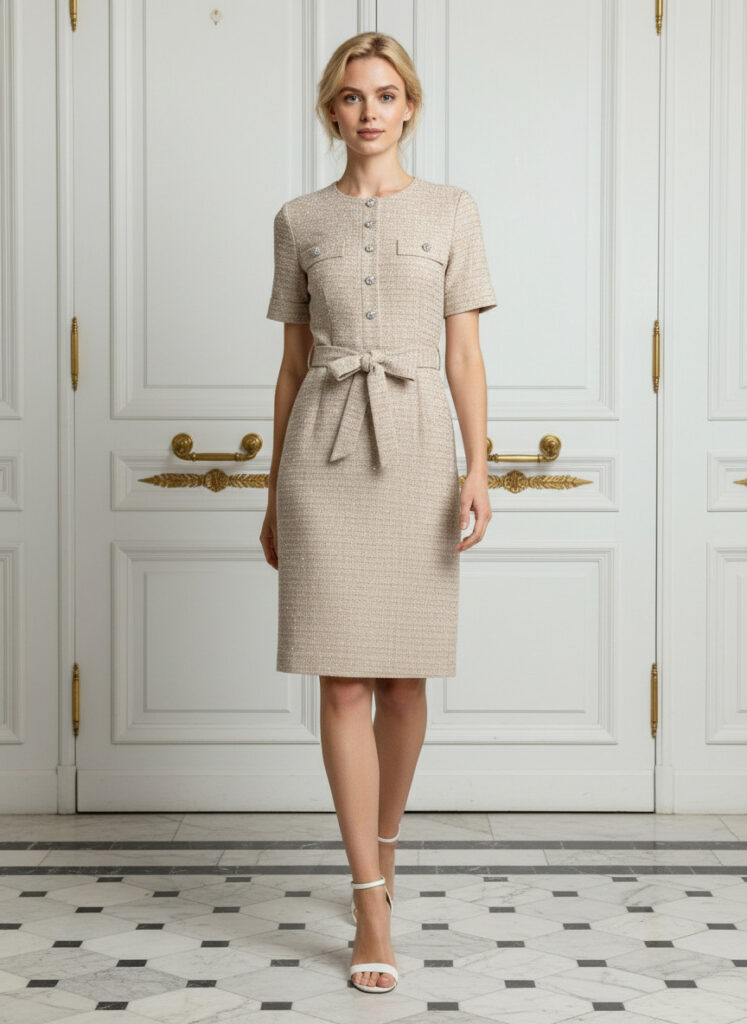 Kate tweed dress beige