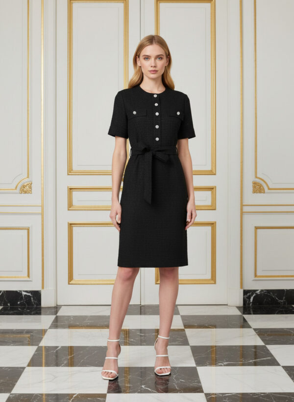 Nadia tweed dress black