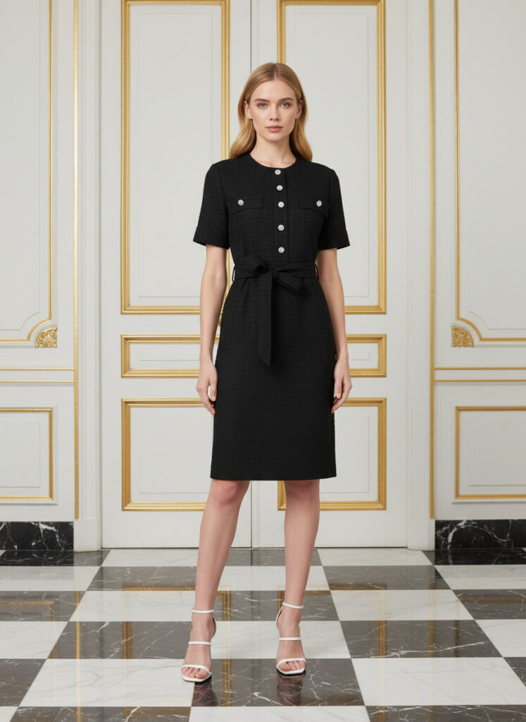 Nadia tweed dress black