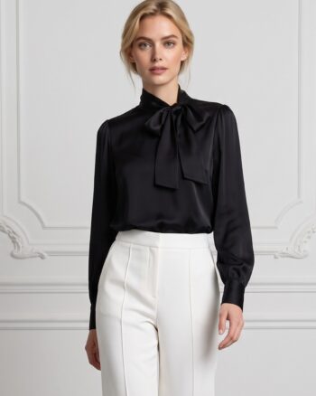 Bea bow blouse black