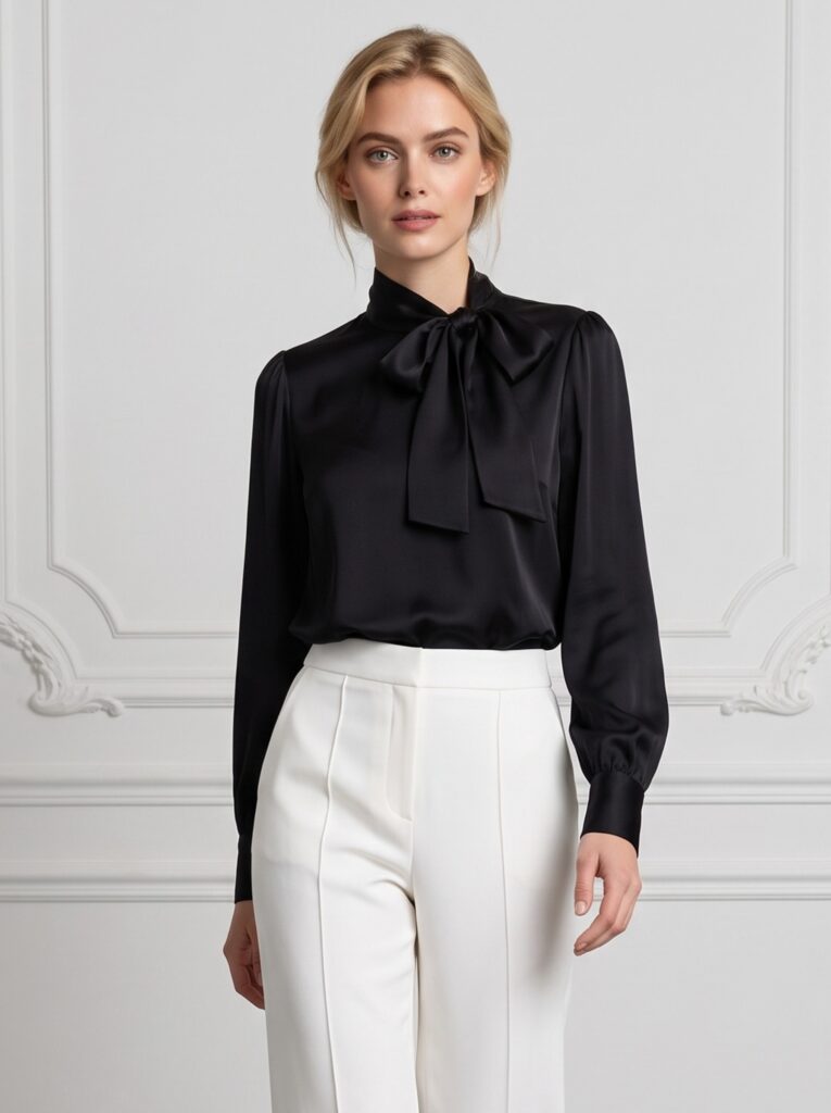 Bea bow blouse black