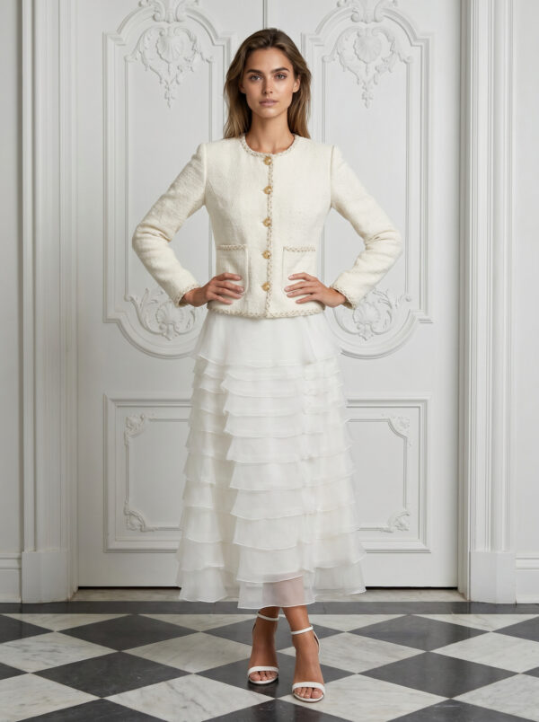 Alexa tweed jacket Cream White
