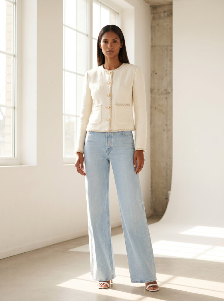 Alexa tweed jacket Cream White