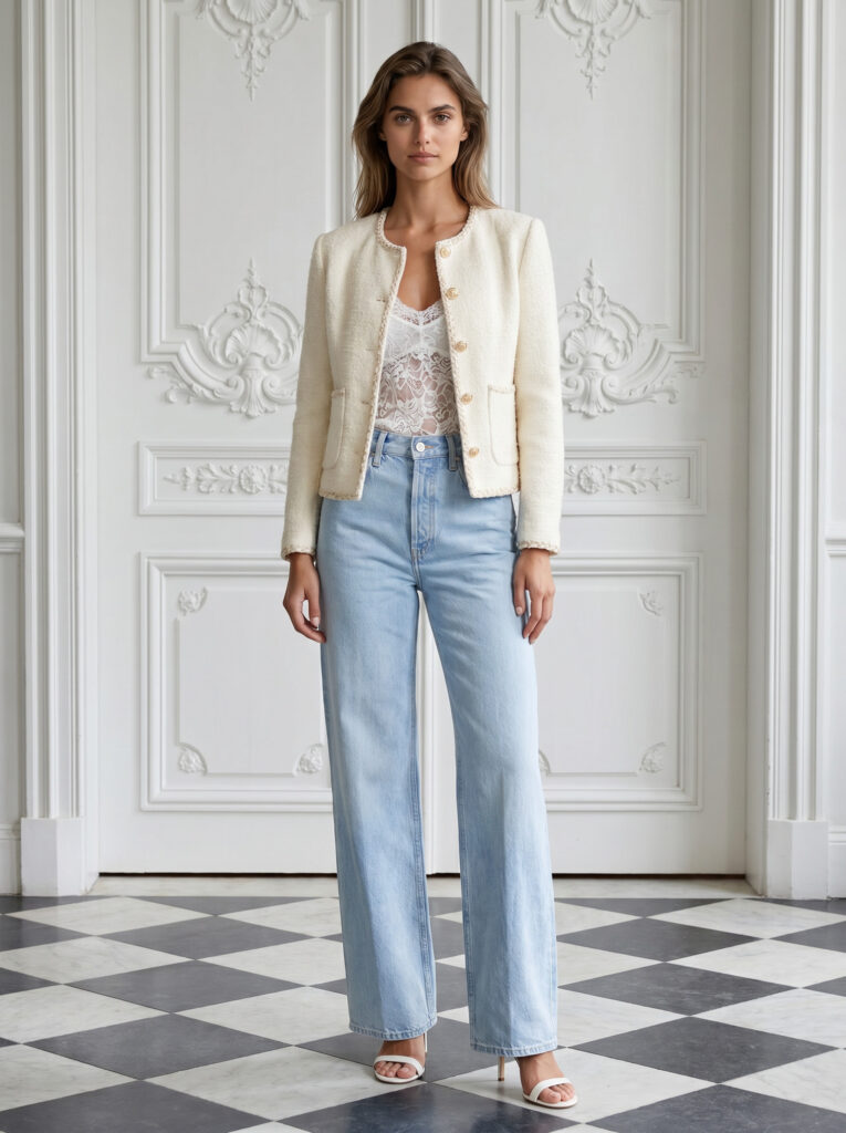 Alexa tweed jacket Cream White