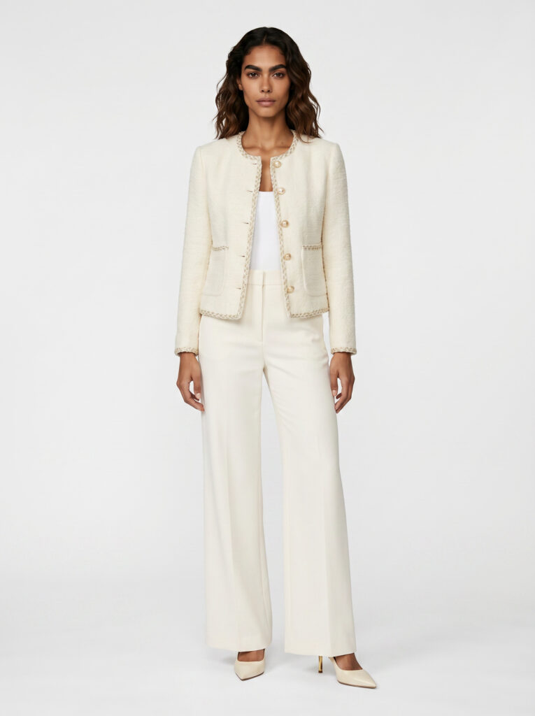 Alexa tweed jacket Cream White