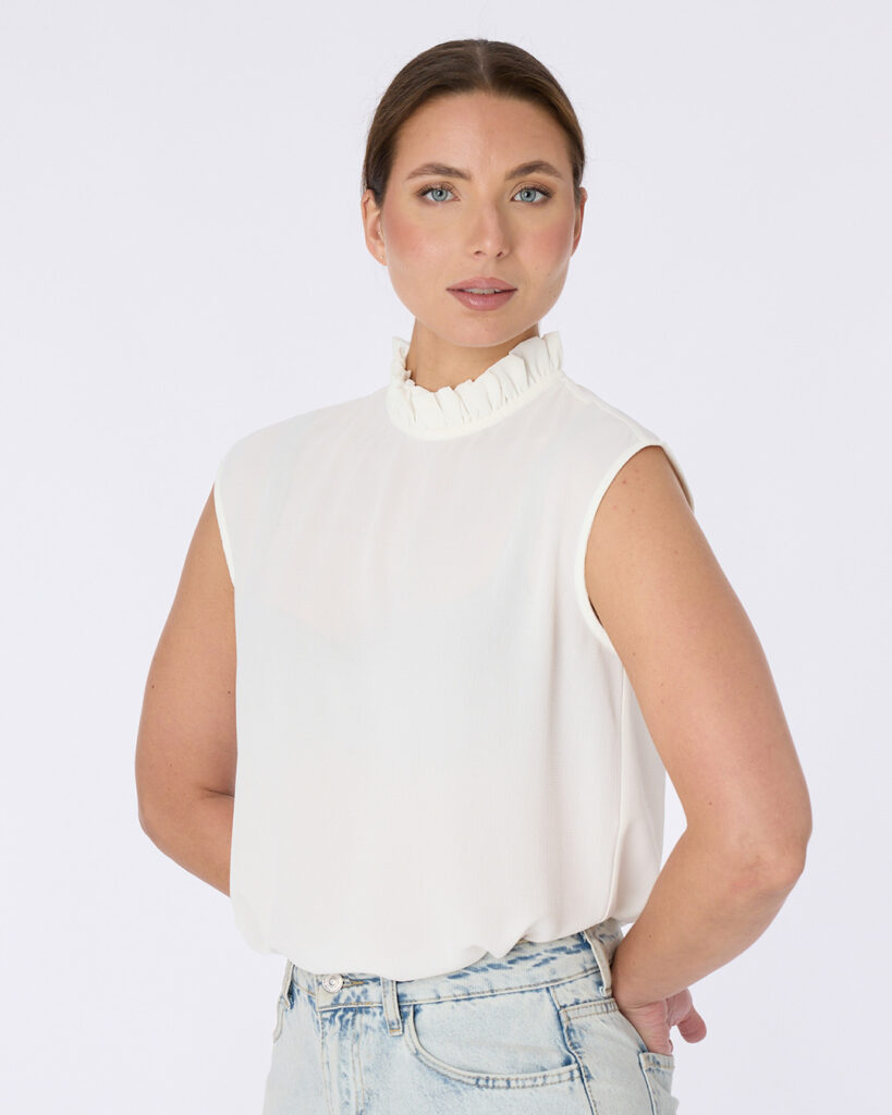 Emily frill blouse white