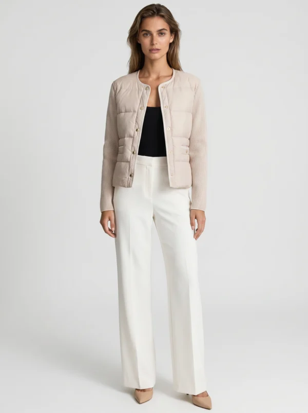 Nova down-paneled knitted jacket beige