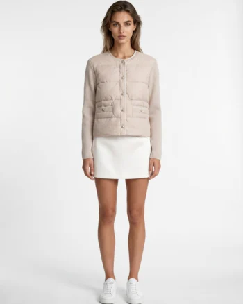 Nova down-paneled knitted jacket beige