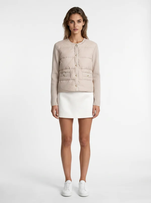 Nova down-paneled knitted jacket beige
