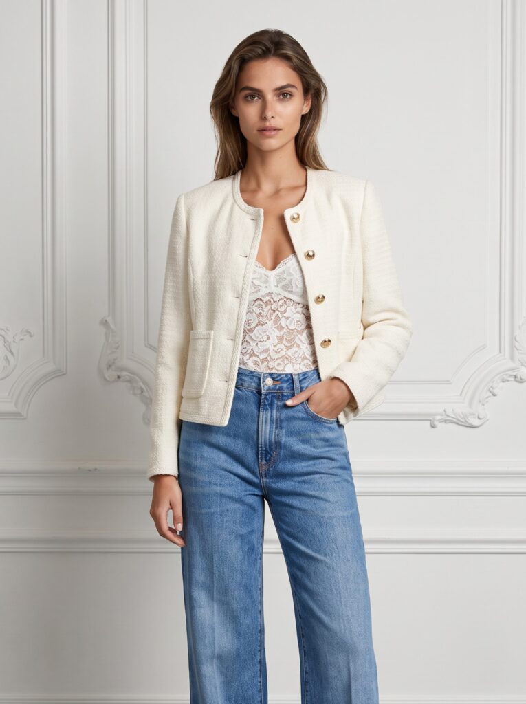Alexa tweed jacket White